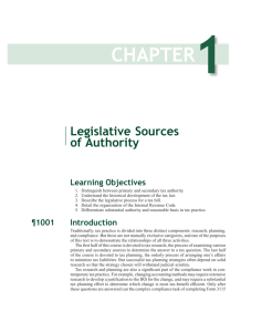 Legislative Sources of Authority