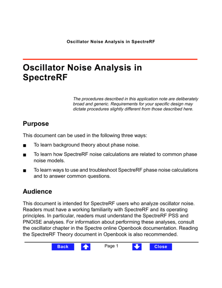 Oscillator Noise Analysis In SpectreRF