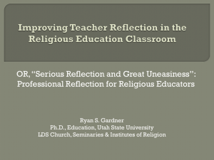 Improving Teacher Reflection in the Religious Education Classroom