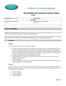 Accessibility for Customer Service Policy
