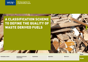 a classification scheme to define the quality of waste derived