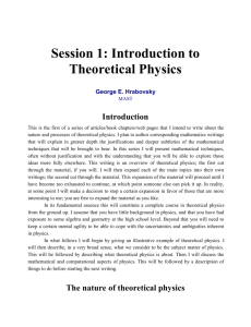 Session 1: Introduction to Theoretical Physics