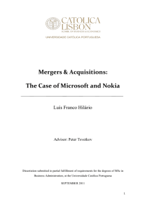 Mergers & Acquisitions: The Case of Microsoft and Nokia