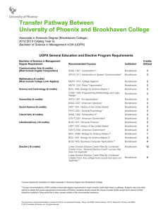 Transfer Pathway Between University of Phoenix and Brookhaven
