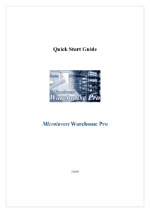 Quick Start Guide Microinvest Warehouse Pro - microinvest