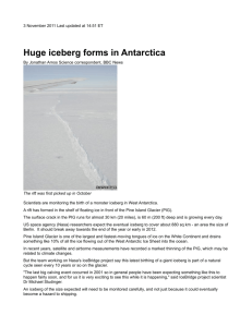 Huge Iceberg Forms in Antarctica