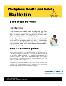 Safe Work Permits (SH013) - Alberta Jobs, Skills, Training and Labour