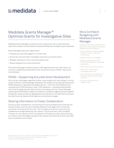 Medidata Grants Manager® Optimize Grants for Investigative Sites