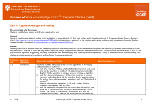 Scheme of work – Cambridge IGCSE® Computer