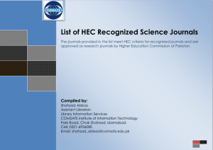 List of HEC Recognized Science Journals