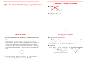 LCTG—Notes Part 7: Combinatory Categorial Grammar