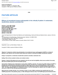 Efficacy of recombinant human erythropoietin in the