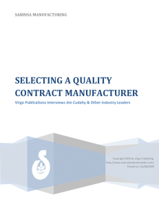 SELECTING A QUALITY CONTRACT MANUFACTURER