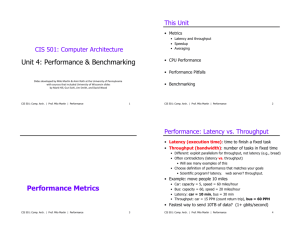 Unit 4: Performance & Benchmarking Performance Metrics