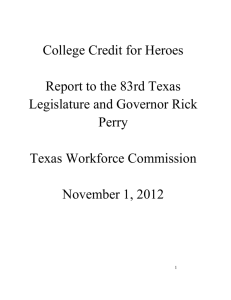 College Credit for Heroes Report to the 83rd Legislature and