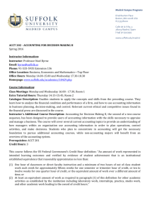 ACCT 202 - ACCOUNTING FOR DECISION MAKING II Spring 2016