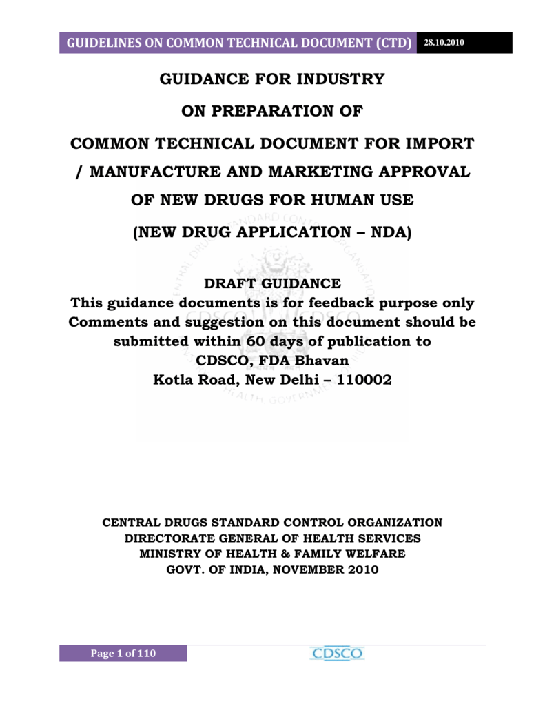 Guidelines On Common Technical Document CTD 
