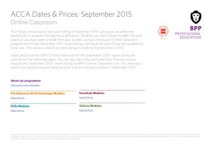 ACCA Dates & Prices: September 2015