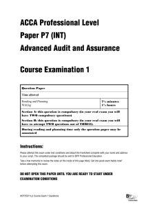 ACCA Professional Level Paper P7 (INT) Advanced Audit and