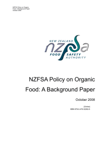 NZFSA Policy on Organic Food: A Background Paper