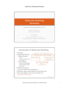 Molecular Modeling Workshop - Laboratory for Molecular Simulation