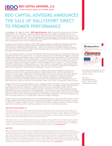 bdo capital advisors announces the sale of rallysport direct to