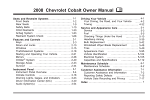 2008 Chevrolet Cobalt Owner Manual