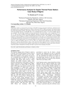 Performance Analysis for Sapele Thermal Power Station