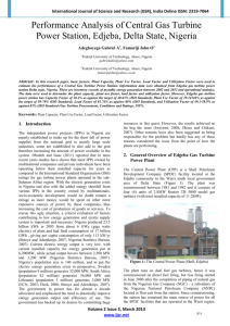 Performance Analysis of Central Gas Turbine Power Station, Edjeba