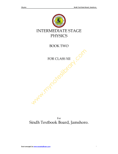 INTERMEDIATE STAGE PHYSICS Sindh Textbook Board, Jamshoro.