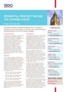 RESIDENTIAL PROPERTY INCOME changes ahead
