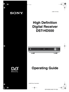 High Definition Digital Receiver DST-HD500 Operating Guide