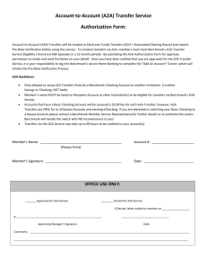 Account-to-Account (A2A) Transfer Service Authorization Form: