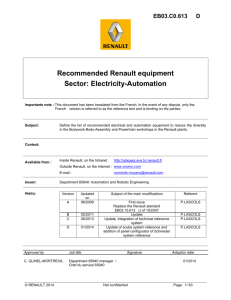 Recommended Renault equipment Sector: Electricity