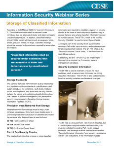Storage of Classified Information Summary
