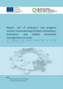 Report. List of indicators and progress markers characterizing OI