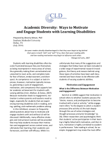 Academic Diversity: Ways to Motivate and Engage Students with