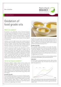 Oxidation of food grade oils