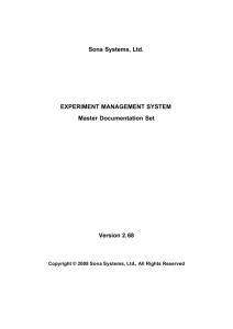 Sona Systems, Ltd. EXPERIMENT MANAGEMENT SYSTEM Master