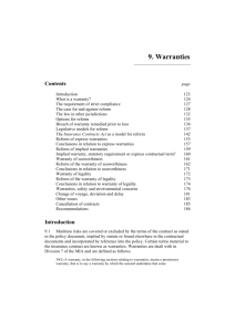 9. Warranties - Review of the Insurance Contracts Act