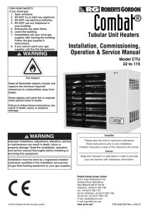 COMBAT ® Tubular Unit Heater Installation, Operation and Service