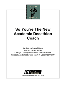So You're The New Academic Decathlon Coach