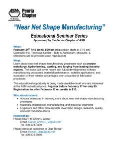 Near Net Shape Manufacturing Seminar