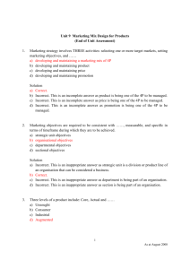 Unit 9 Marketing Mix Design for Products (End of Unit Assessment) 1