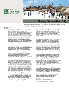 Notable News, Spring 2008 - Centre for Urban Health Initiatives