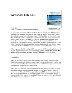 Wireshark Lab: DNS