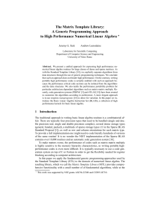 The Matrix Template Library - Center for Research in Extreme Scale