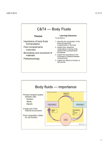 C&T4 — Body Fluids Body fluids — importance