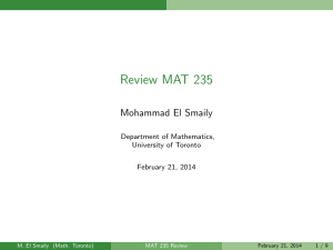 Review MAT 235 - University of Toronto