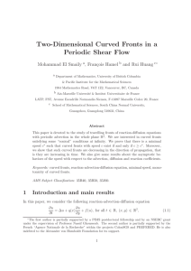 Two-Dimensional Curved Fronts in a Periodic Shear Flow